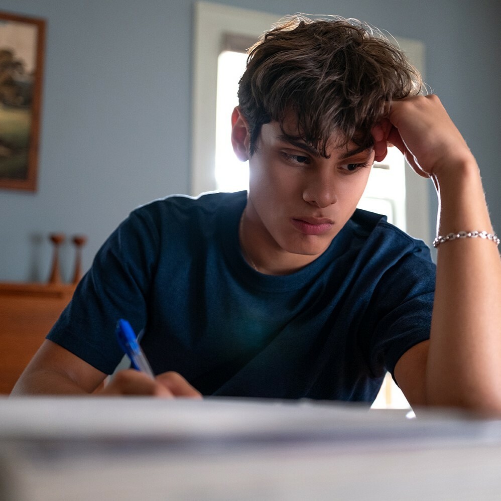 Teenager doing schoolwork